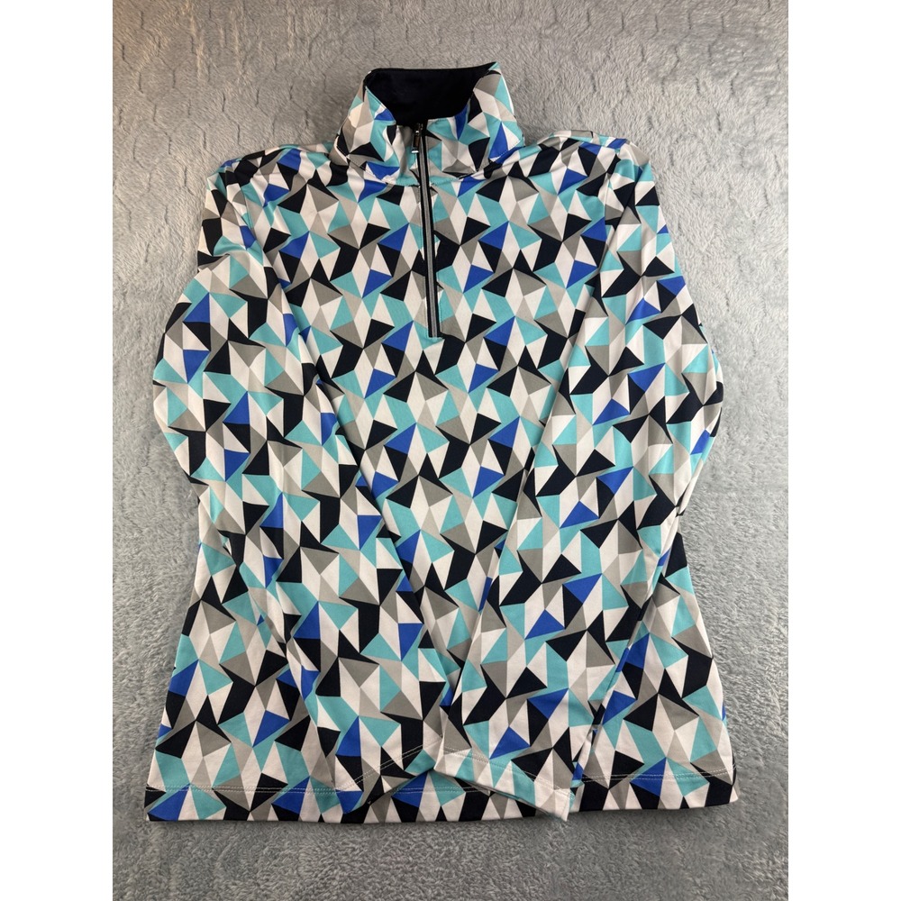 Tail White Label Geometric Print Long Sleeve 1/4 Zip Pullover Top‎ Womens Small